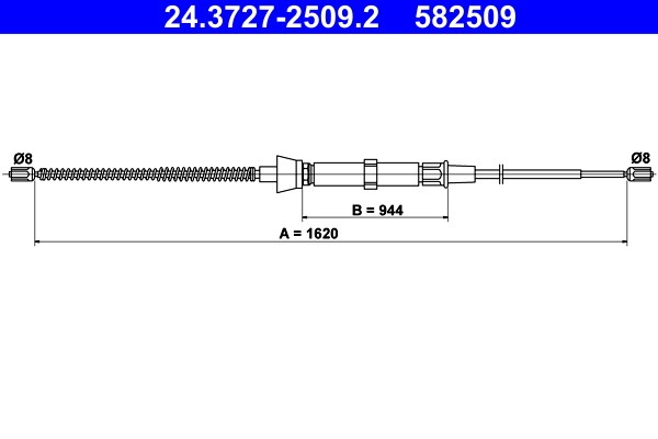 Vajer, parkeringsbroms, Bak Ate 24.3727-2509.2 ATE