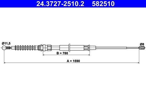 Vajer, parkeringsbroms, Bak Ate 24.3727-2510.2 ATE