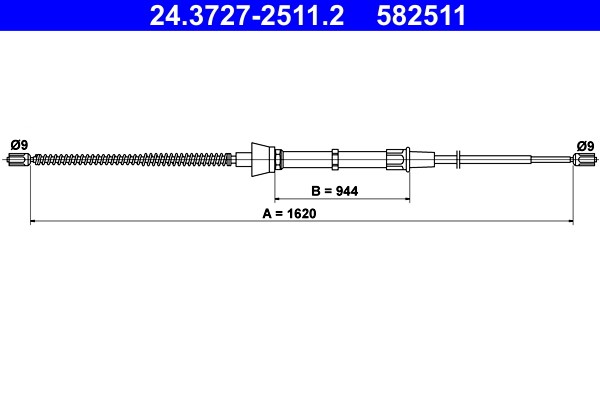 Vajer, parkeringsbroms, Bak Ate 24.3727-2511.2 ATE