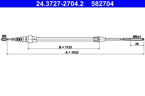 Vajer, parkeringsbroms, Bak Ate 24.3727-2704.2 ATE