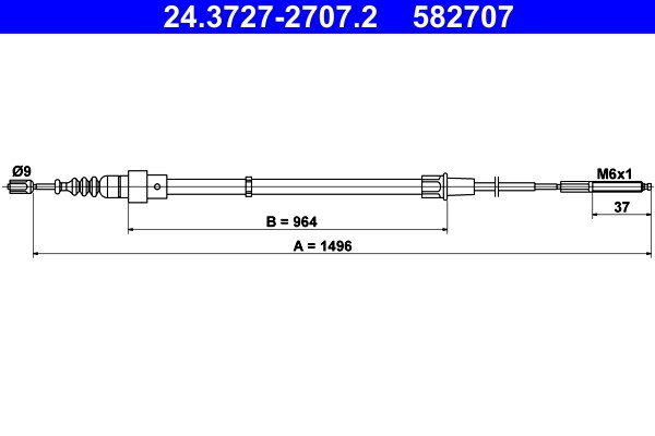 Vajer, parkeringsbroms, Bak Ate 24.3727-2707.2 ATE Vajer, parkeringsbroms, Bak Ate 24.3727-2707.2 ATE
