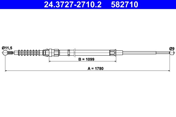Vajer, parkeringsbroms, Bak Ate 24.3727-2710.2 ATE