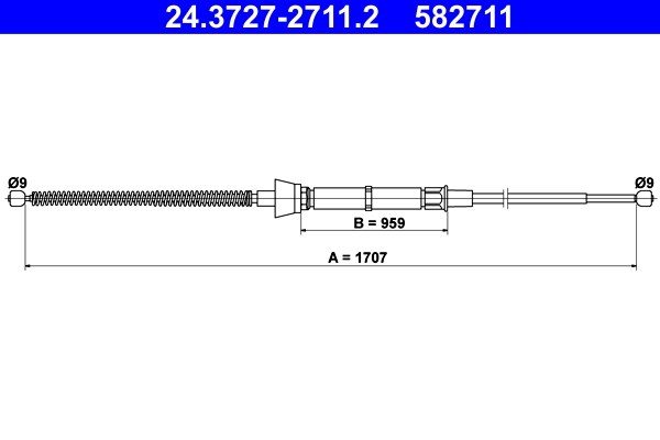 Vajer, parkeringsbroms, Bak Ate 24.3727-2711.2 ATE