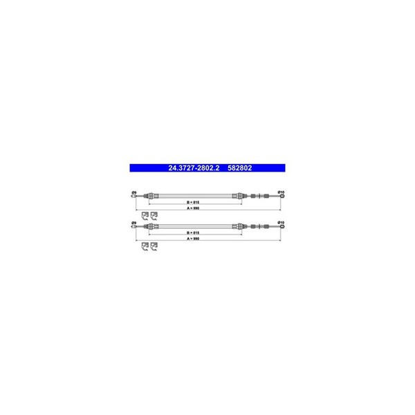 Vajer, parkeringsbroms, Bak Ate 24.3727-2802.2 ATE