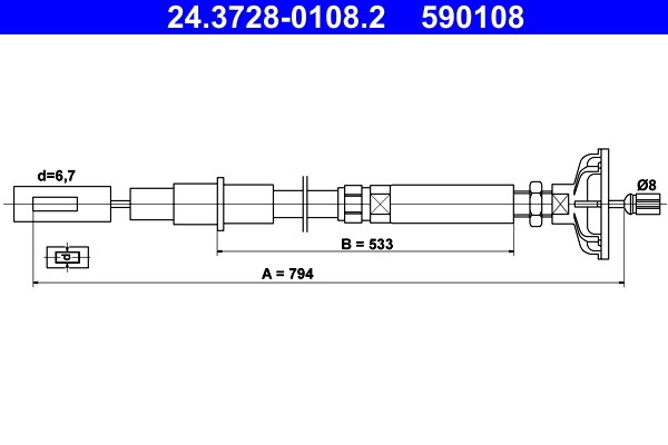 Vajer, koppling Ate 24.3728-0108.2 ATE