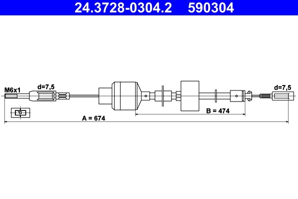 Vajer, koppling Ate 24.3728-0304.2 ATE