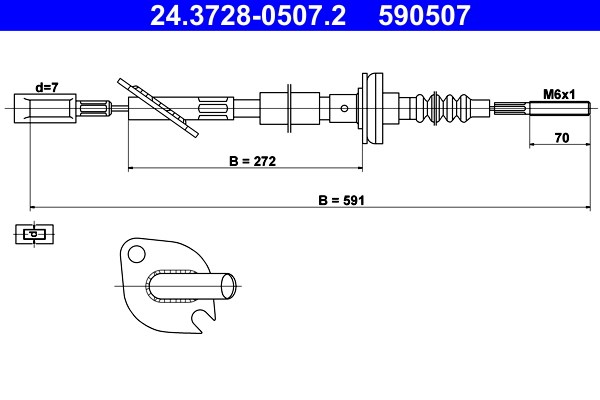 Vajer, koppling Ate 24.3728-0507.2 ATE Vajer, koppling Ate 24.3728-0507.2 ATE