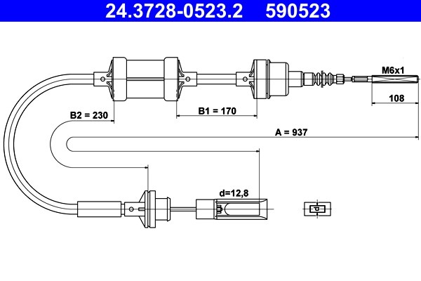 Vajer, koppling Ate 24.3728-0523.2 ATE Vajer, koppling Ate 24.3728-0523.2 ATE