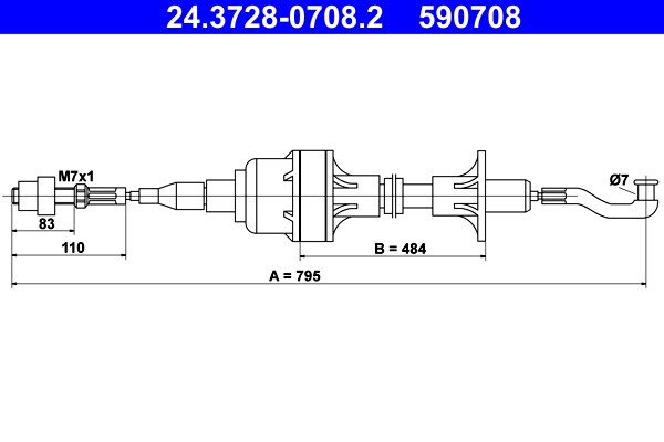 Vajer, koppling Ate 24.3728-0708.2 ATE