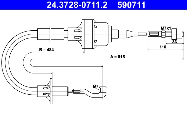 Vajer, koppling Ate 24.3728-0711.2 ATE