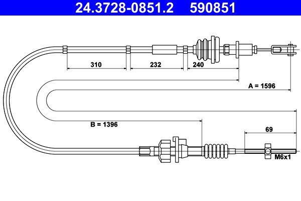 Vajer, koppling Ate 24.3728-0851.2 ATE Vajer, koppling Ate 24.3728-0851.2 ATE