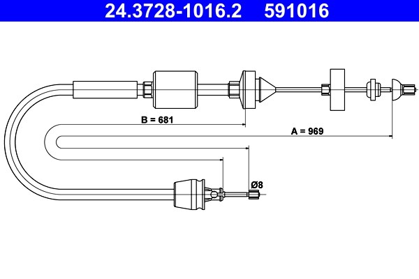 Vajer, koppling Ate 24.3728-1016.2 ATE