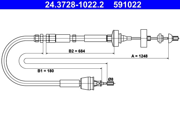 Vajer, koppling Ate 24.3728-1022.2 ATE