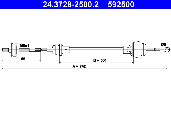 Vajer, koppling Ate 24.3728-2500.2 ATE