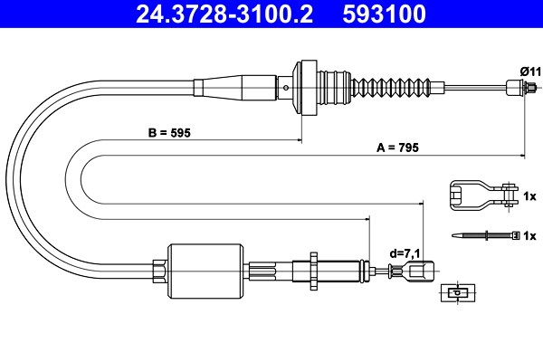 Vajer, koppling Ate 24.3728-3100.2 ATE