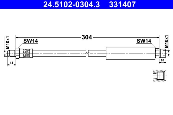 Bromsslang, Bakaxel, Framaxel Ate 24.5102-0304.3 ATE