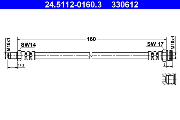 Bromsslang, Bak Ate 24.5112-0160.3 ATE
