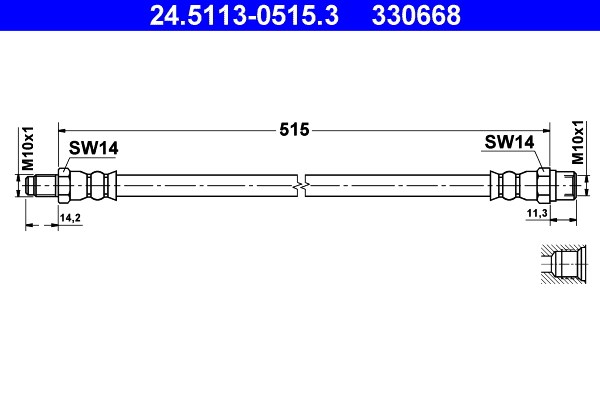 Bromsslang, Bakaxel Ate 24.5113-0515.3 ATE Bromsslang, Bakaxel Ate 24.5113-0515.3 ATE