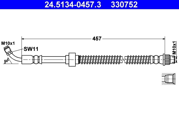 Bromsslang, Framaxel, Nedre, Upptill Ate 24.5134-0457.3 ATE