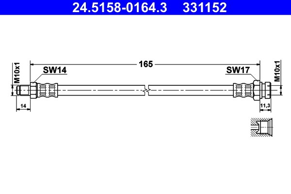 Bromsslang, Framaxel, Inre Ate 24.5158-0164.3 ATE
