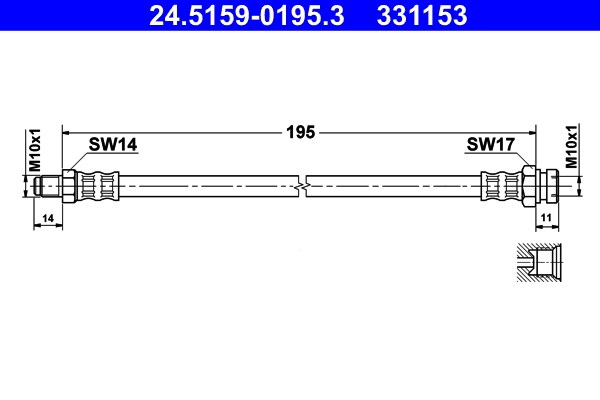 Bromsslang, Bakaxel, Inre, Ytter Ate 24.5159-0195.3 ATE