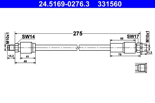 Bromsslang, Bakaxel Ate 24.5169-0276.3 ATE Bromsslang, Bakaxel Ate 24.5169-0276.3 ATE