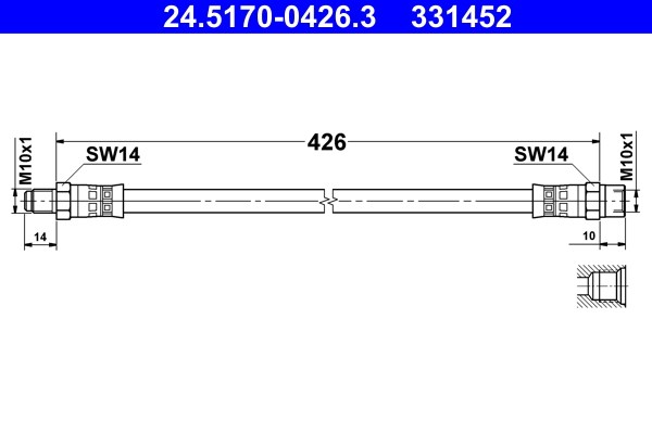 Bromsslang, Bak, Fram Ate 24.5170-0426.3 ATE