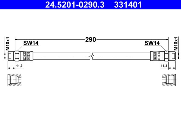 Bromsslang, Framaxel Ate 24.5201-0290.3 ATE Bromsslang, Framaxel Ate 24.5201-0290.3 ATE