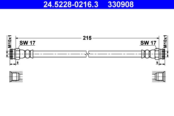 Bromsslang, Bakaxel Ate 24.5228-0216.3 ATE