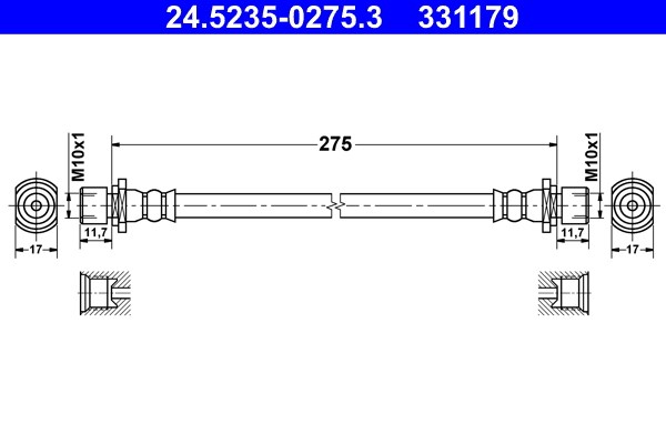 Bromsslang, Framaxel, Bakaxel Ate 24.5235-0275.3 ATE