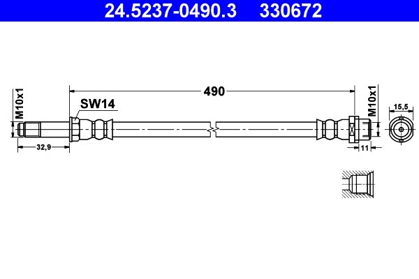 Bromsslang, Framaxel Ate 24.5237-0490.3 ATE Bromsslang, Framaxel Ate 24.5237-0490.3 ATE