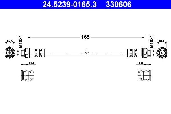 Bromsslang, Bakaxel, Framaxel, Inre Ate 24.5239-0165.3 ATE