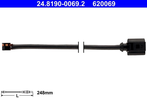 Varningssensor, bromsbeläggslitage, Framaxel Ate 24.8190-0069.2 ATE