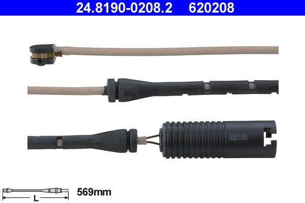 Varningssensor, bromsbeläggslitage, Framaxel Ate 24.8190-0208.2 ATE