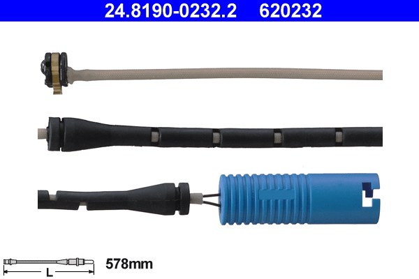 Varningssensor, bromsbeläggslitage, Framaxel Ate 24.8190-0232.2 ATE Varningssensor, bromsbeläggslitage, Framaxel Ate 24.8190-0232.2 ATE