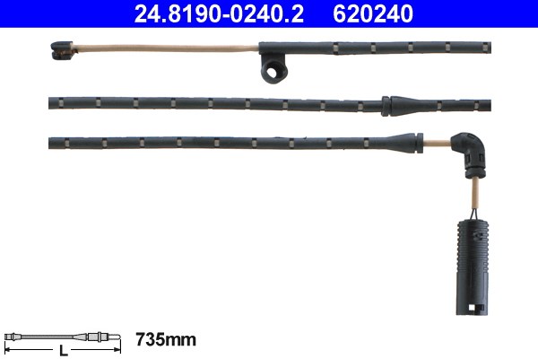 Varningssensor, bromsbeläggslitage, Framaxel Ate 24.8190-0240.2 ATE