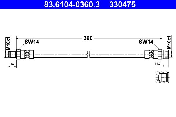 Bromsslang, Fram, Bak Ate 83.6104-0360.3 ATE