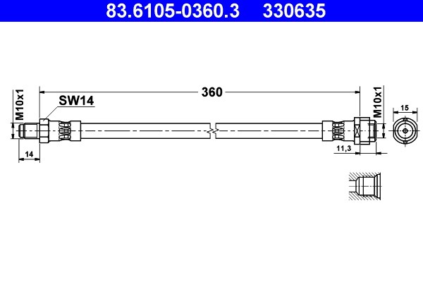 Bromsslang, Framaxel Ate 83.6105-0360.3 ATE