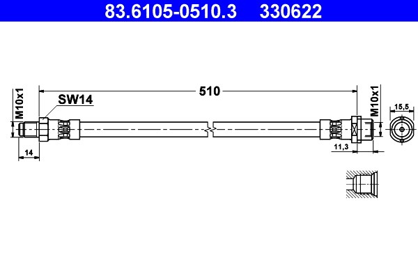 Bromsslang, Bakaxel Ate 83.6105-0510.3 ATE