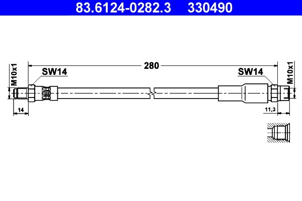 Bromsslang, Bakaxel Ate 83.6124-0282.3 ATE