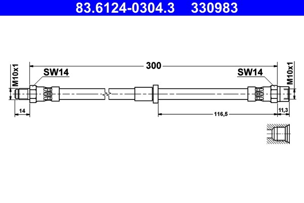 Bromsslang, Framaxel Ate 83.6124-0304.3 ATE