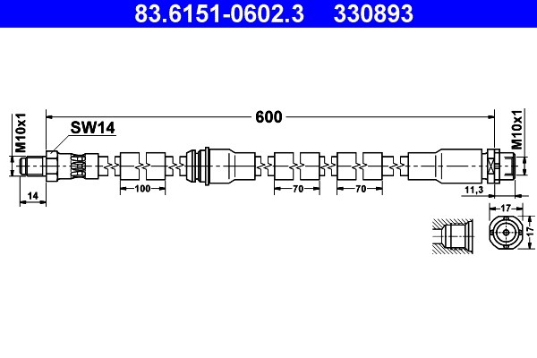 Bromsslang, Framaxel Ate 83.6151-0602.3 ATE