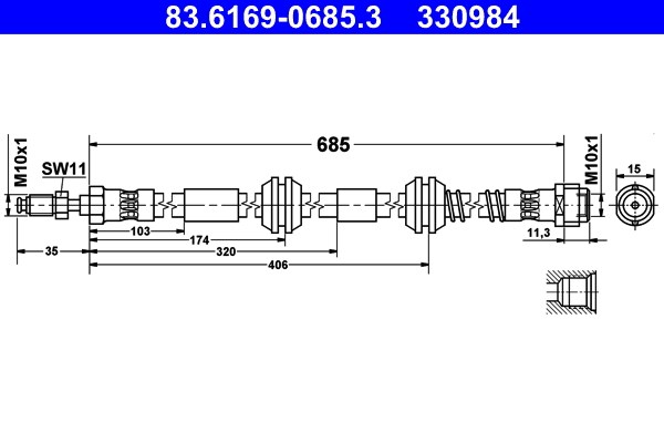 Bromsslang, Framaxel Ate 83.6169-0685.3 ATE