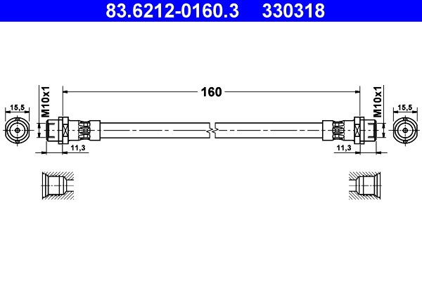 Bromsslang, Bakaxel Ate 83.6212-0160.3 ATE