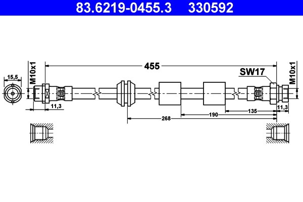 Bromsslang, Framaxel Ate 83.6219-0455.3 ATE