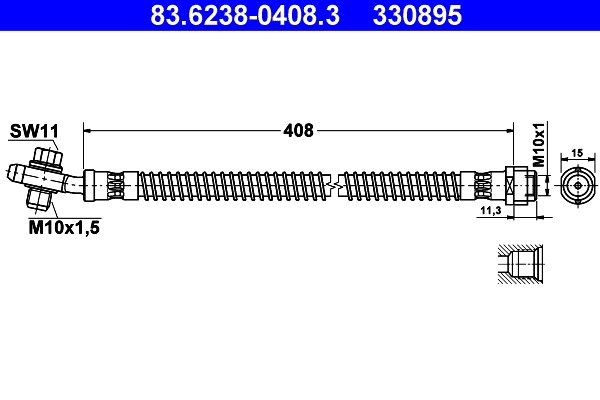 Bromsslang, Bakaxel Ate 83.6238-0408.3 ATE