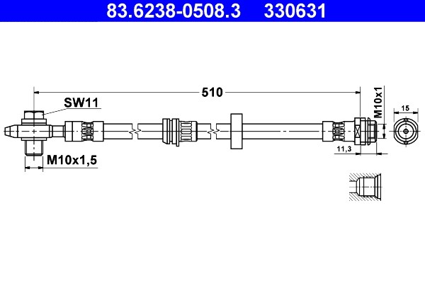 Bromsslang, Framaxel Ate 83.6238-0508.3 ATE