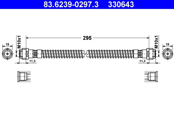 Bromsslang, Bakaxel, Framaxel Ate 83.6239-0297.3 ATE
