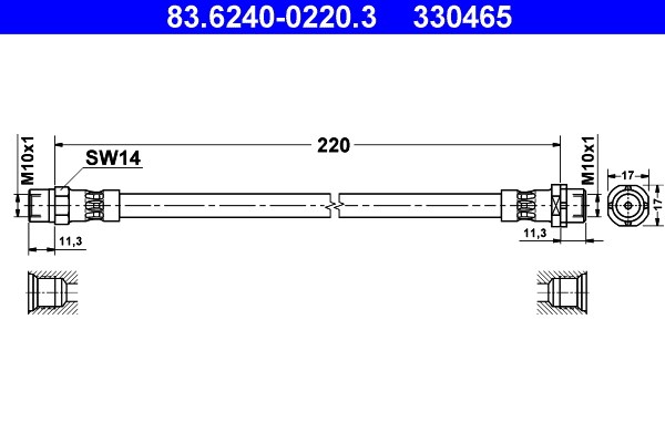 Bromsslang, Bakaxel Ate 83.6240-0220.3 ATE