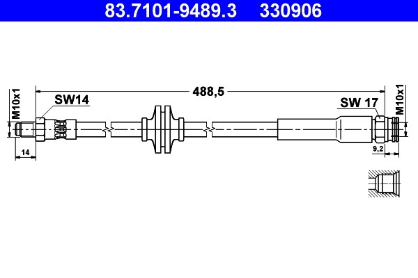 Bromsslang, Bakaxel Ate 83.7101-9489.3 ATE
